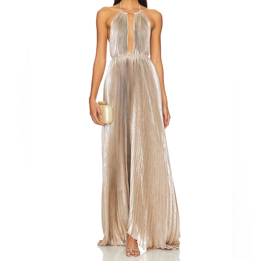 L’IDEE Metallic Halter Gown